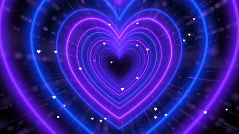 641. Neon Heart Tunnel💜💙Heart Background Heart
