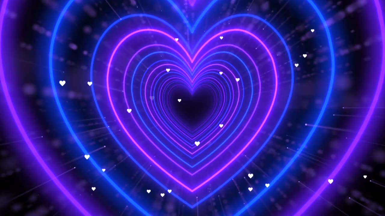 641. Neon Heart Tunnel💜💙Heart Background Heart
