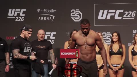 DERRICK LEWIS VS FRANCIS NGANNOU GET INTO IT AT UFC 226 WEIGH INS