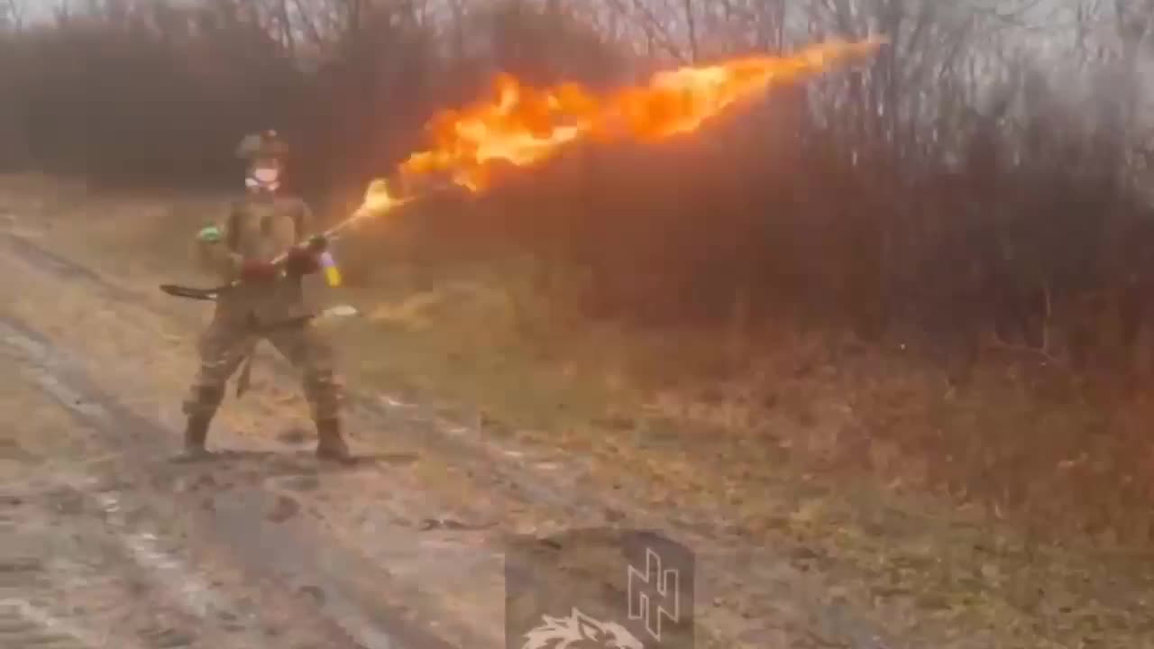 Ukrainian Tests Flame Thrower