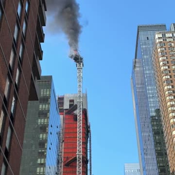 CRANE COLLAPSES IN NYC! Five-Alarm Blaze After Incident in Hell's Kitchen