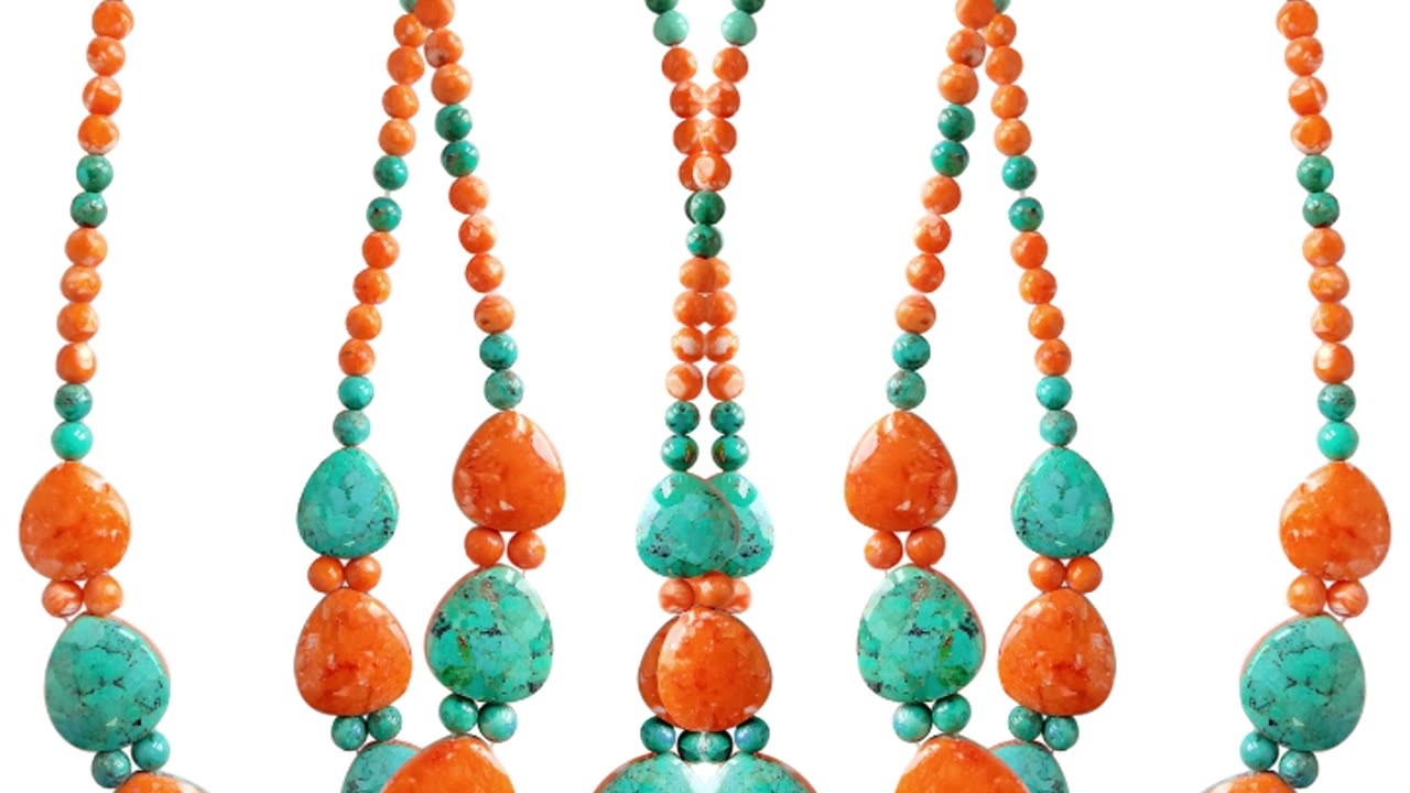 Beautiful orange Spiny oyster roundle beads with Irregular Natural turquoise pendant Perfect Gifts