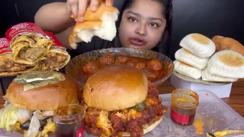 MOST EXPENSIVE LOUIS BURGERS, SPICY MEATBALL CURRY WITH NAAN BREAD, CHICKEN FRANKIE & MINI BAO BUNS