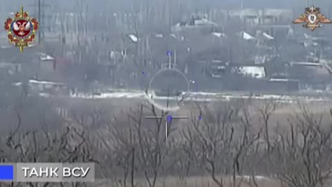 ATGM direct hit on Ukranina tank.