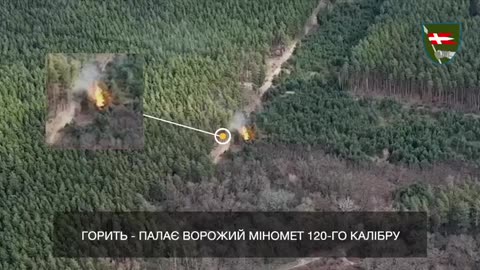 Ukrainian BTR Takes Out Russian Mortar Position