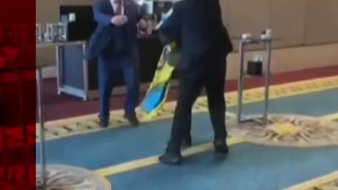 Fighting breaks out between Russian and Ukrainian delegations. #Shorts #BBCNews