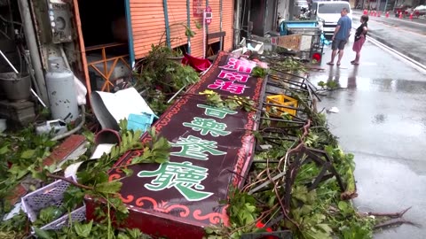 Southern Taiwan town cleans up after typhoon hit