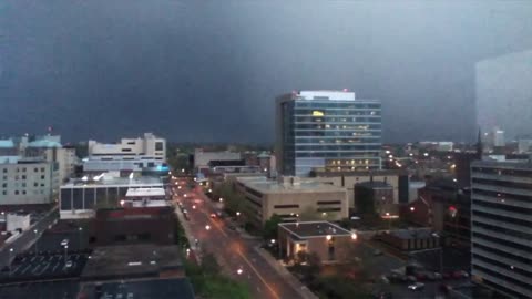 Spooky Thunderstorm with Violent Lightning Flashes Over City