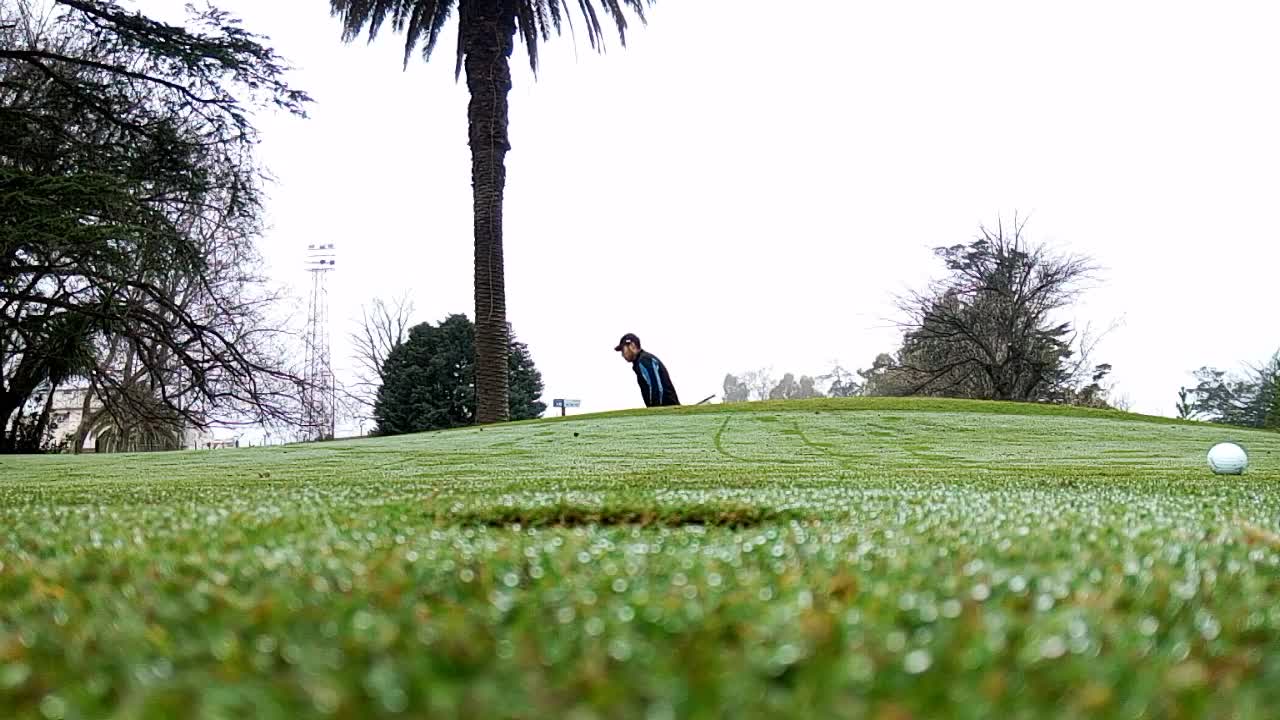 Golfer sinks bunker shot two times in a row