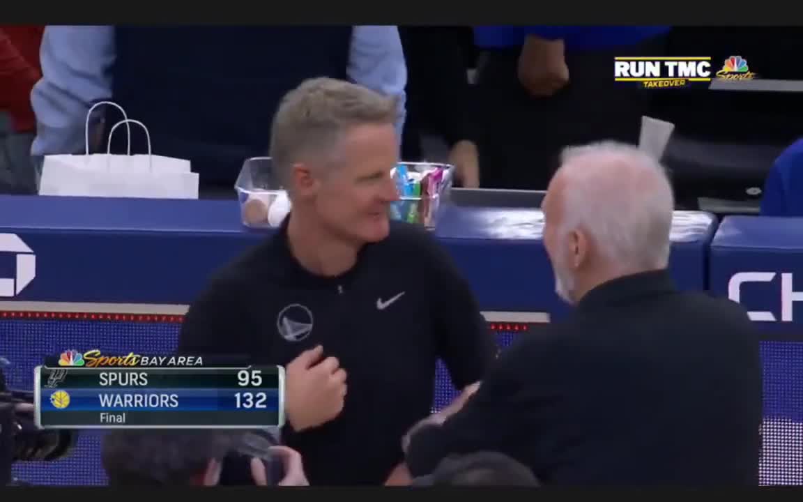 KERR and POPOVICH from fake punching to hugging each other.