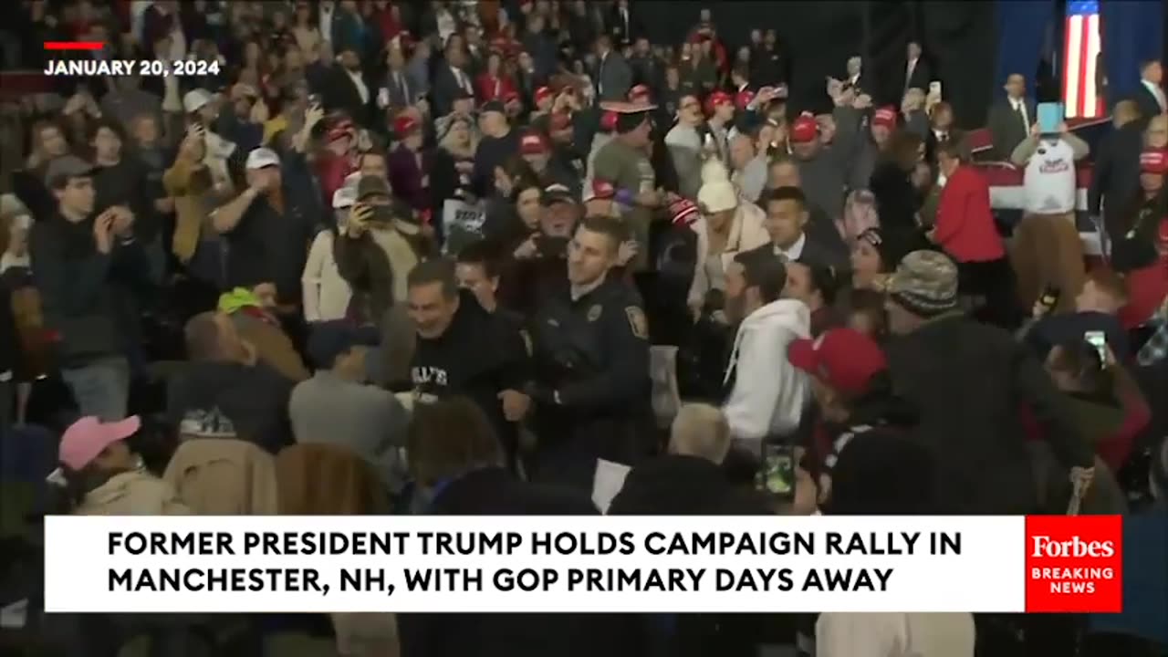 'You Can Throw Him Out!'- Trump Reacts To Heckler During New Hampshire Rally