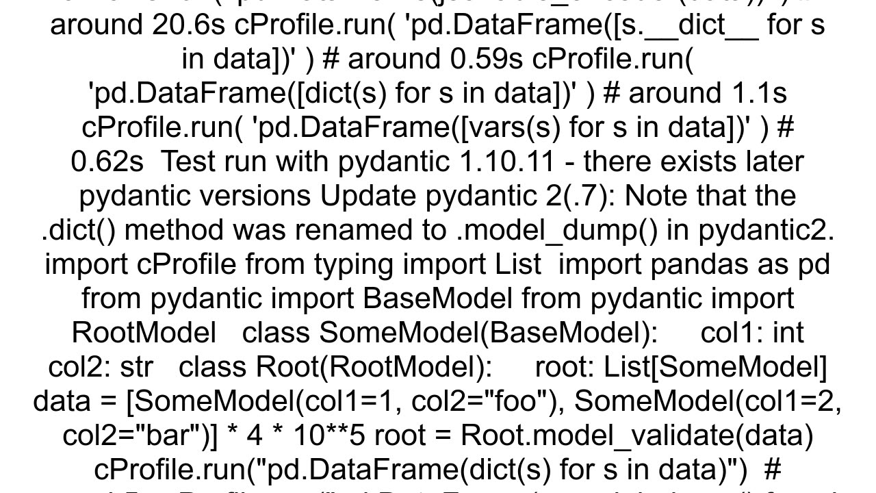 How to convert a list of Pydantic BaseModels to Pandas Dataframe