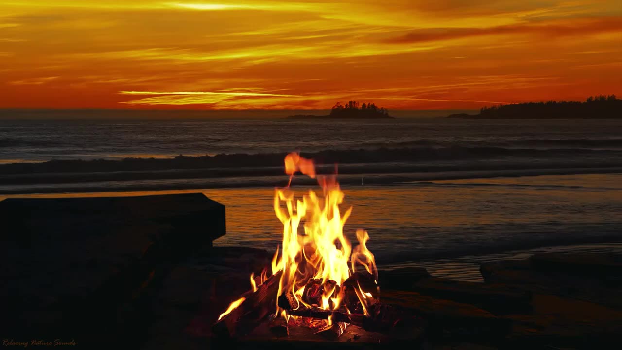 Landscape fire and sea to relax