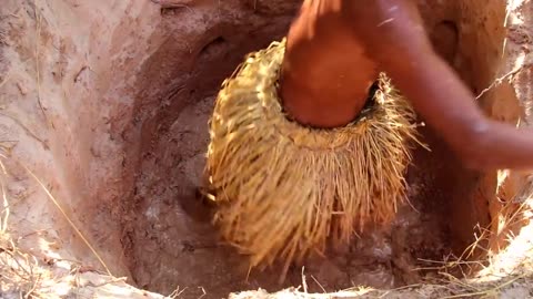 Bushman Build Strange Underground House Hardworking