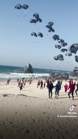 U.S. ~ Jordanian Humanitarian Air Drop Supplies Into Gaza