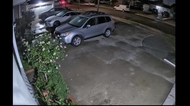 Individuals driving yellow Lamborghini suv stealing catalytic converters.