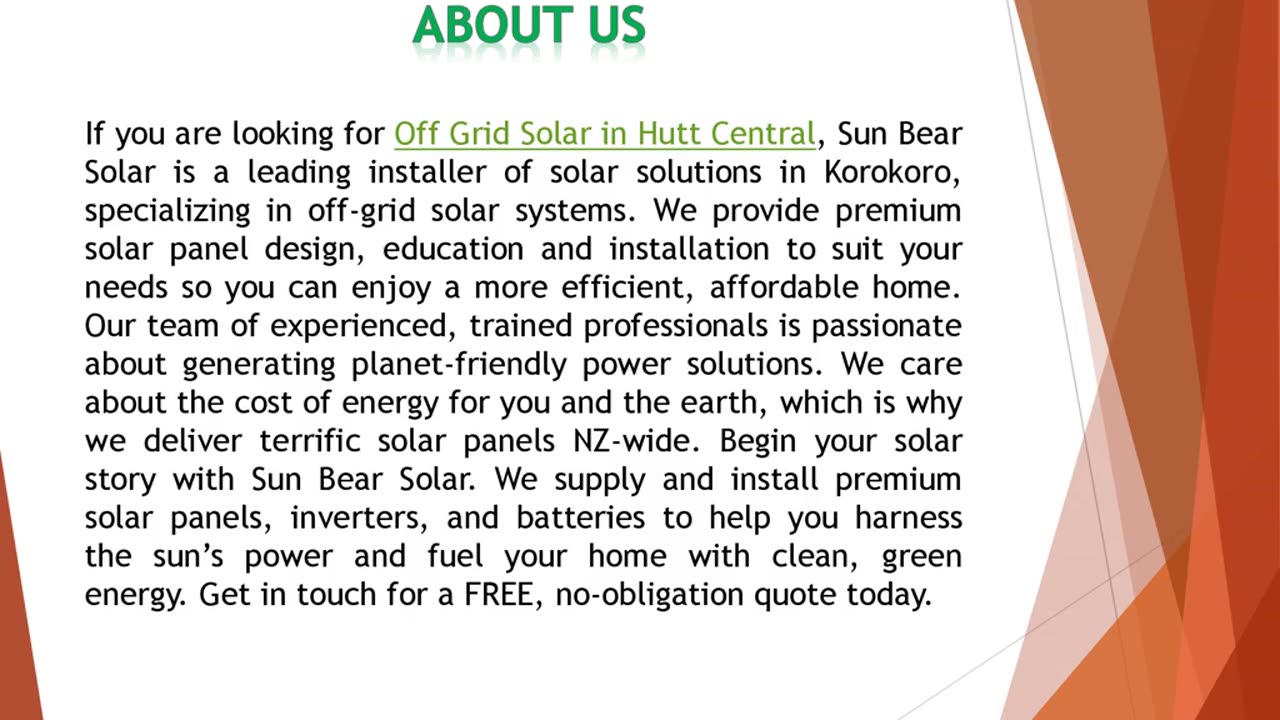 If you are looking for Off Grid Solar in Hutt Central