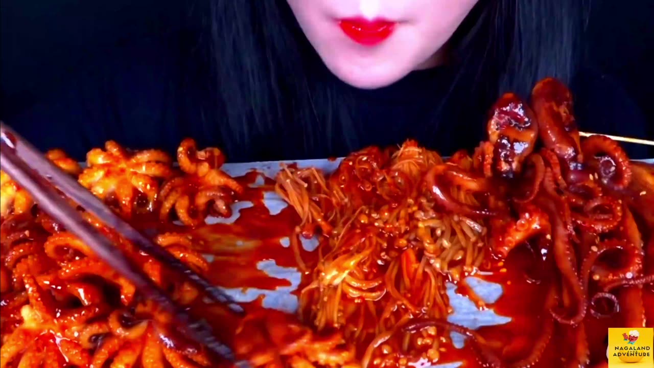 SEA FOOD WITH SPICY MUSHROOM || BLSCK BEAN nOODLES || MUKBANG