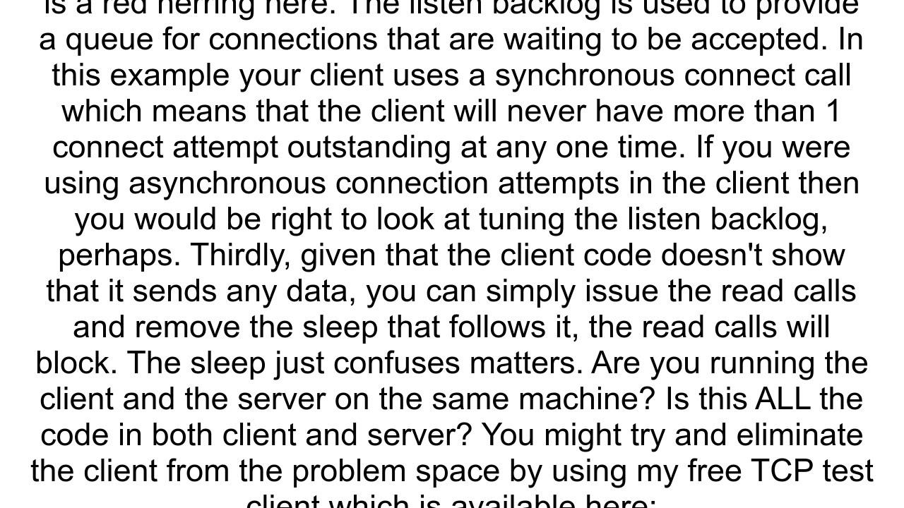 getting 10060 Connection Timed Out when stress testing simple tcp server