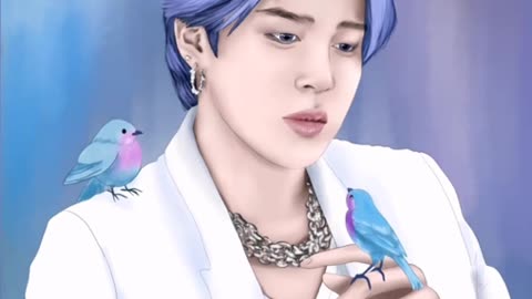 Bts Jimin with little birds-timelapse