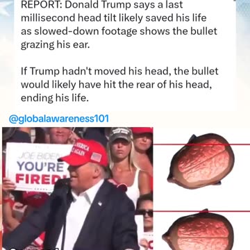 Slow motion footage shows the bullet grazing Trump's ear.