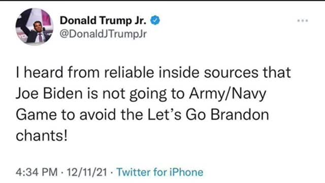 Joe Biden didn’t go to the Army Navy game out of fear of lets go brandon chants