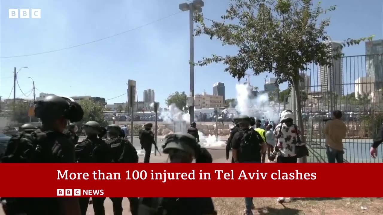 Israeli police clash with Eritrean asylum seekers in Tel Aviv - #BBC News#TelAviv