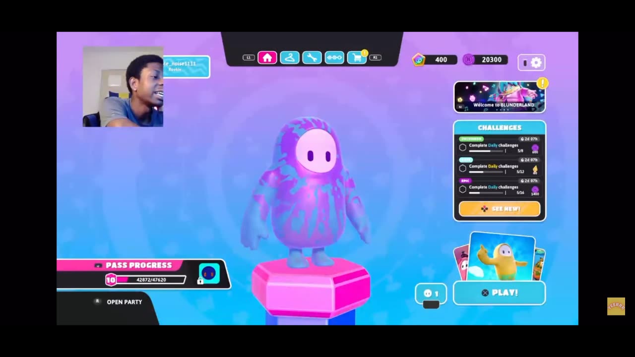 1 Fall Off Obstacle Course = 1 Dumbbell Lunge (FALL GUYS Fitness Challenge) Live On Stream Part 1