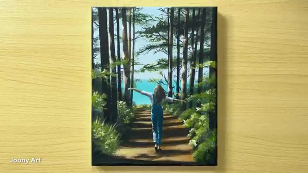 How to Draw a Girl in the Forest / Acrylic Painting Tutorial