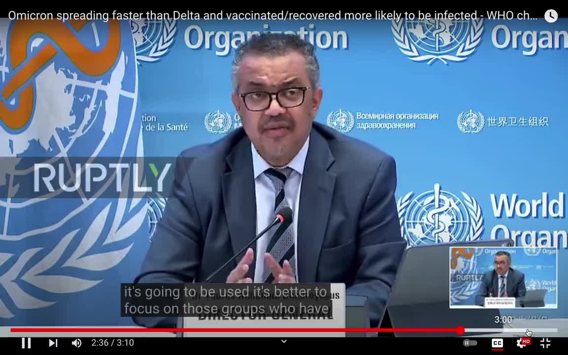 WHO Director Tedros confesses the boosters are killing children.