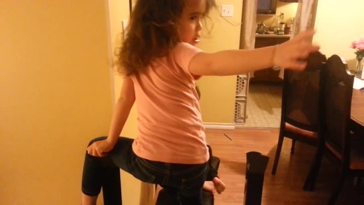 Toddler Gets Stuck On Her Father Bench Press