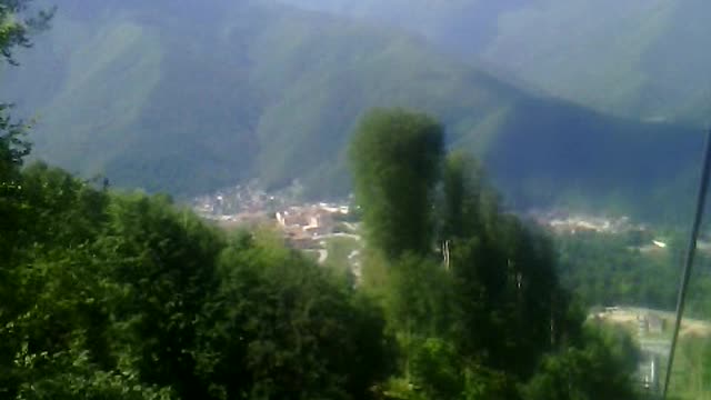 Amazing view of the Caucasus mountains from the ski lift