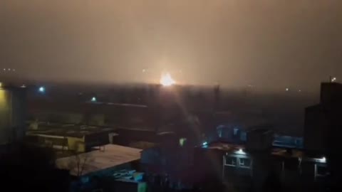 Two large explosions can be seen in Luhansk, eastern Ukraine.