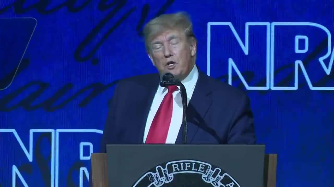 Former President Donald Trump speaks at NRA Convention in Houston