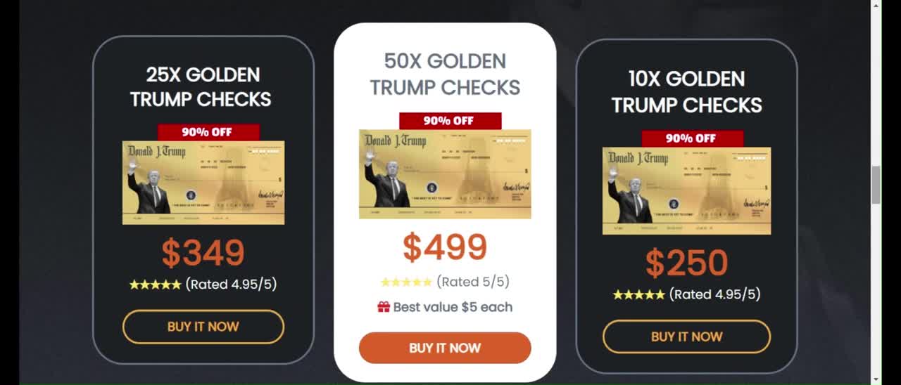 Trump Golden Check - Golden Trump Check Review - Tump Golden Check Customer Review