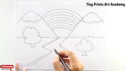 Draw Easy Rainbow Scenery/Drawing Easy Scenery with Rainbow