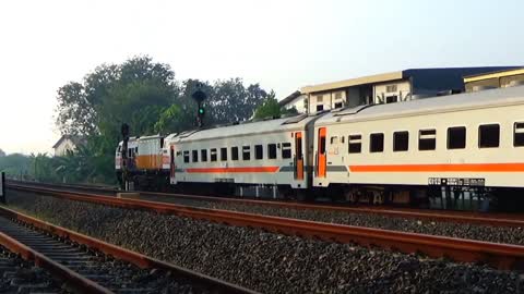 see the train in the morning at benowo//indonesia arch station