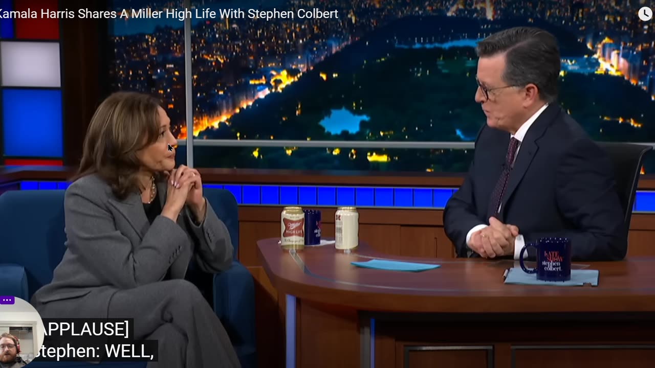 Kamala Harris Steven Colbert Share a Beer