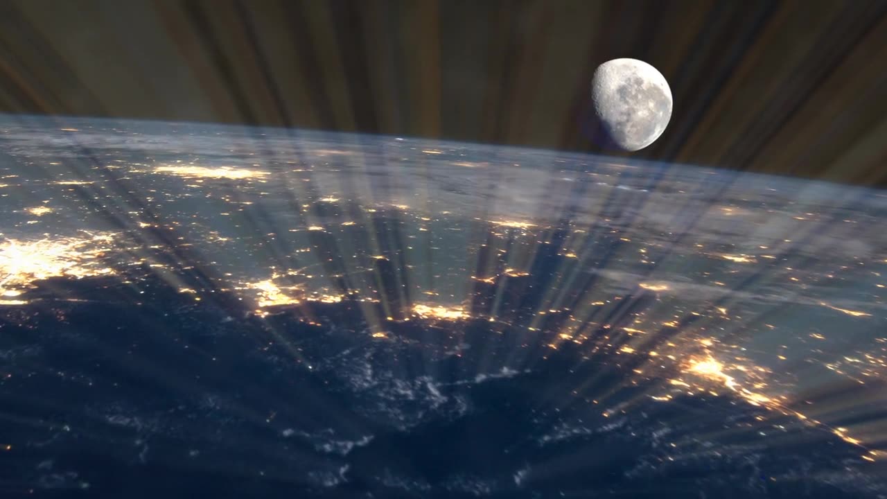 View of moon and earth from space