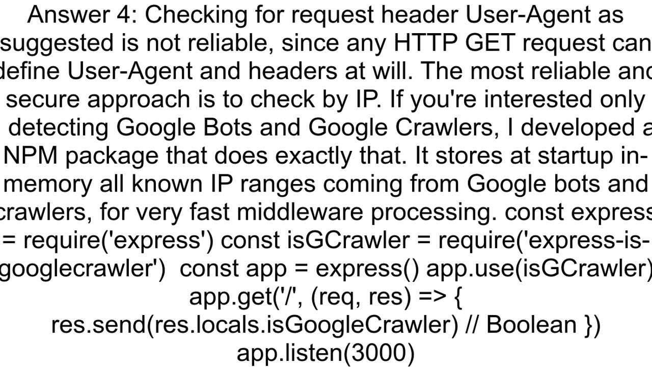 How to detect web crawlers for SEO using Express