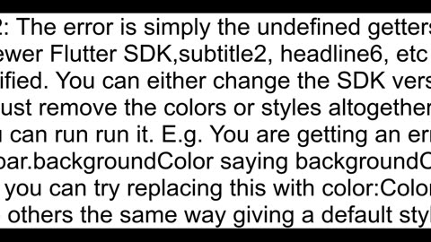 Flutter Build Error Undefined Getters in TextTheme and ThemeData