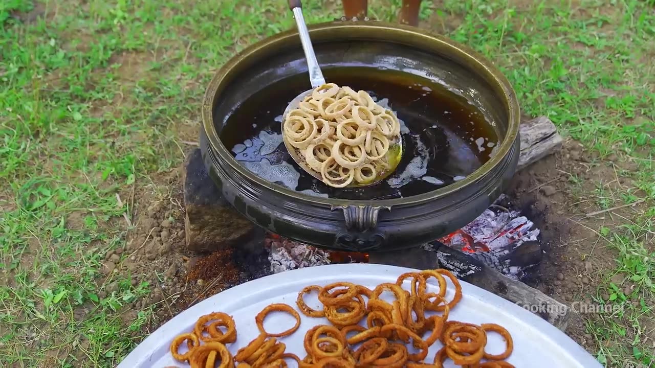 ONION RINGS | Crispy Onion Rings Recipe Cooking In Village | Snacks Recipe | HomeMade BreadCrumbs