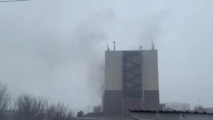 Smoke is reportedly emanating from the building of the Auezov district department of the ruling Nur