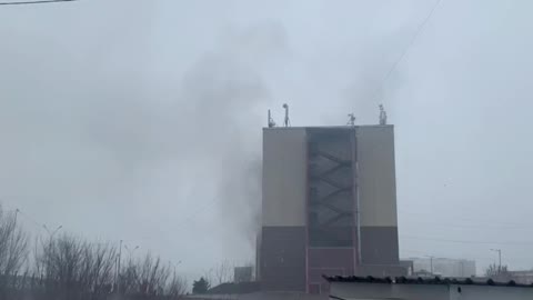Smoke is reportedly emanating from the building of the Auezov district department of the ruling Nur