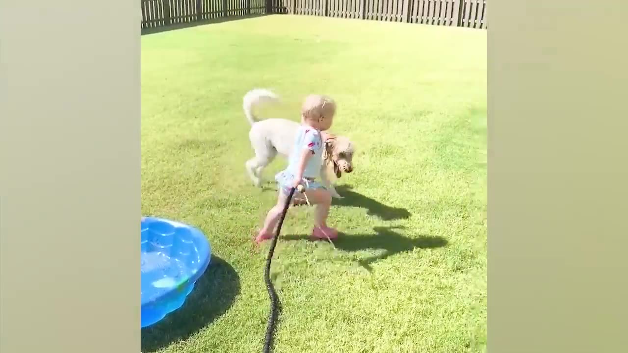 Funny Babies Playing With Water