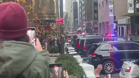 Trump Waves To The Crowd As He Departs Trump Tower in New York
