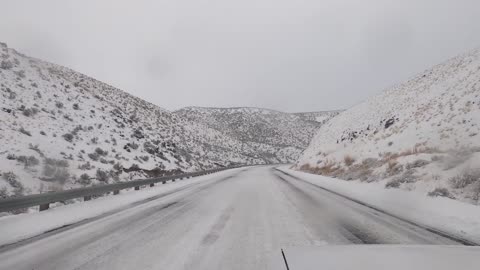 Driving in the snow.