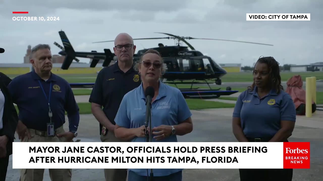 JUST IN- Mayor Jane Castor Holds Press Briefing After Hurricane Milton Hits Tampa, Florida