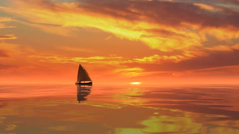 The sunset,boat in the sea and deep meditation video.Meditate & Relax