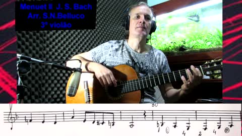Menuet II (J.S.Bach) sheet guitar 3